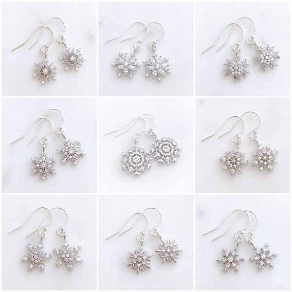 Snowflake Earrings, Christmas Earrings, Secret Santa Gift for Women, JOY