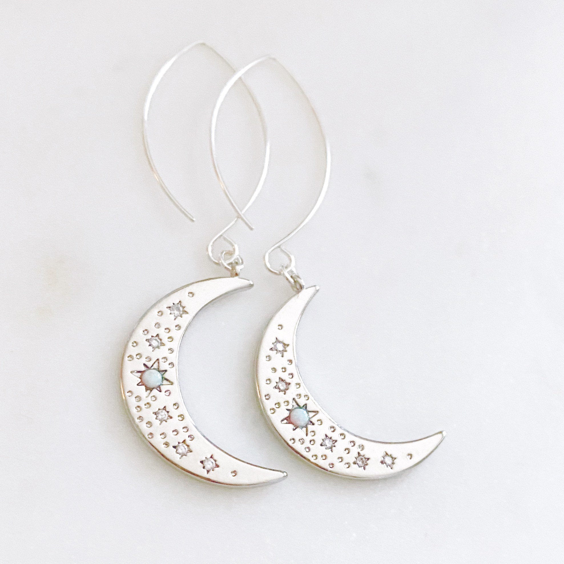 Moon Earrings, Celestial Earrings, Opal Earrings, Mothers Day Gift from Daughter, Mom Gift, Estelle