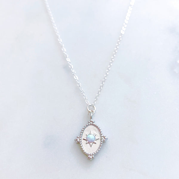 Opal Necklace, Opal Jewelry, Sterling Silver Necklace, Silver Coin Necklace, Dainty Silver Necklace, Best Friend Birthday Gifts, Remi