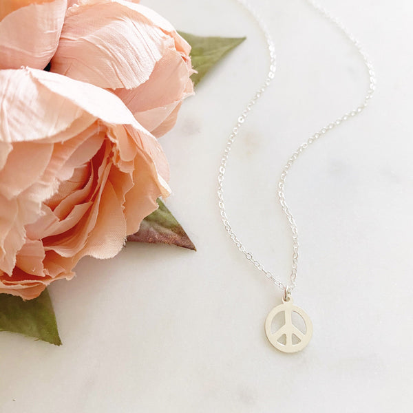Peace Necklace, Sterling Silver Necklace, Festival Jewelry, Sister Gift, Peace Sign