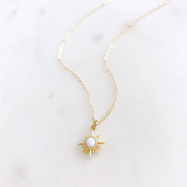 Sunburst Necklace, Opal Necklace, Sun Necklace, Celestial Jewelry, Best Friend Birthday Gifts, Soleil