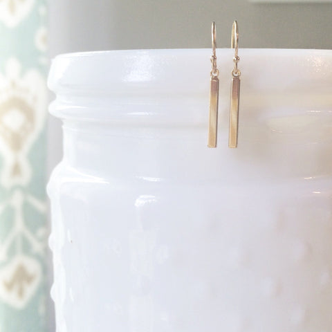 LEAH | Tiny Gold Bar Earrings | Gold Stick Earrings | Skinny Bar Earrings | Gold Filled Bar Earrings | Short Bar Earrings | Dainty Earrings