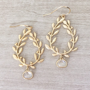 Laurel Leaf Earrings, Gold Leaf Earrings, Gold Teardrop Earrings, Bridesmaid Earrings, Dangle Earrings, Bridal Earrings, LAUREL