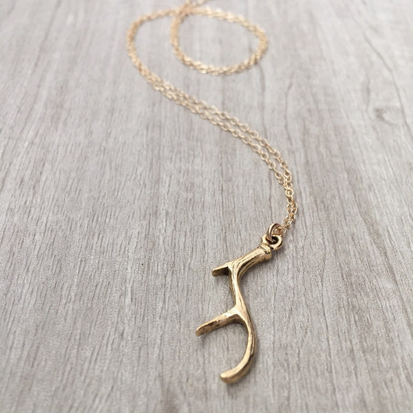 LAUREN | Gold Antler Necklace | Dainty Antler Pendant Gold | Gold Horn Necklace | Gold Deer Necklace | Dainty Necklace | Gold Boho Necklace