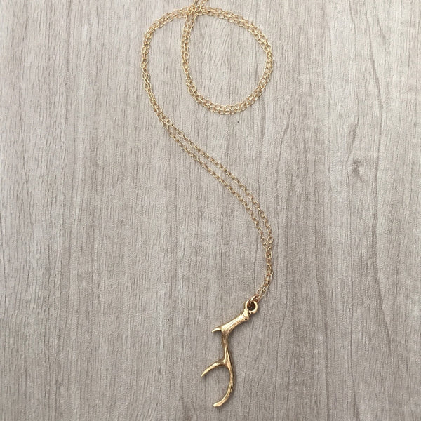 LAUREN | Gold Antler Necklace | Dainty Antler Pendant Gold | Gold Horn Necklace | Gold Deer Necklace | Dainty Necklace | Gold Boho Necklace