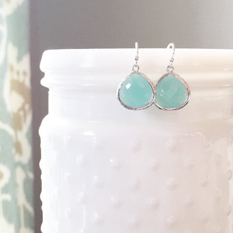 MOLLY | Aqua Dangle Earrings | Aqua Teardrop Earrings | Aqua Bridesmaid Earrings | Sterling Silver + Aqua Earrings | Bridesmaid Gifts