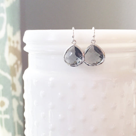 Crystal Drop Earrings Bridal, Bridesmaid Earrings, Bridal Earrings, Gray Earrings, Grey Earrings, MOLLY