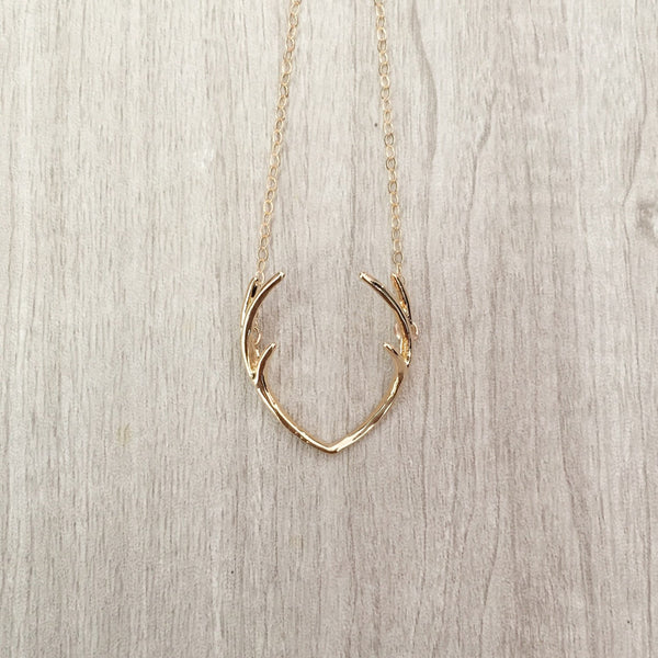 COOPER | Gold Antler Necklace | Gold Double Antler Necklace | Gold Filled Necklace | Gold Antler Pendant | Boho Necklace | Rustic Necklace