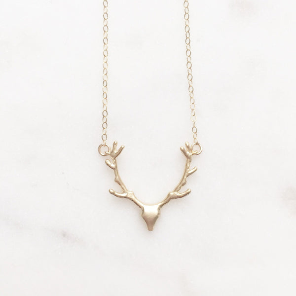 JACK | Antler Necklace | Gold Antler Necklace | Deer Necklace | Gold Deer Necklace | Dainty Antler Necklace | Hunting Necklace