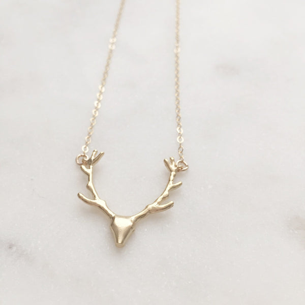 JACK | Antler Necklace | Gold Antler Necklace | Deer Necklace | Gold Deer Necklace | Dainty Antler Necklace | Hunting Necklace